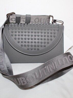 NWT Christian Louboutin Funky Empire Wallet Crossbody Spiked Gray Leather